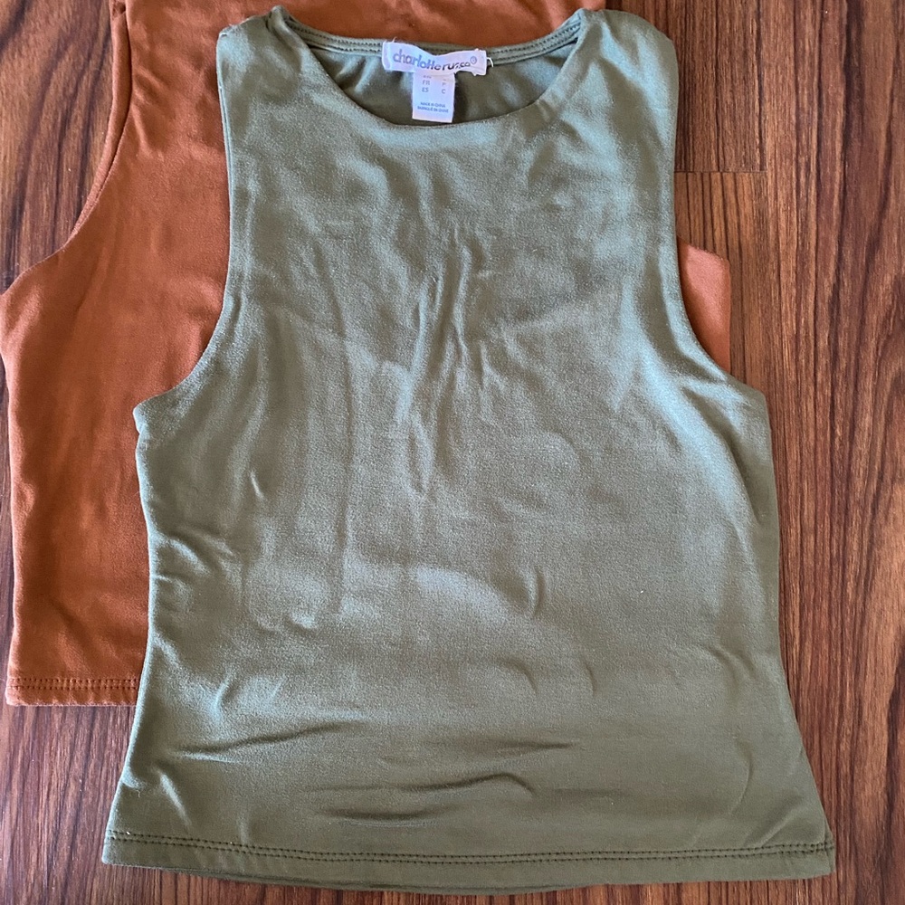 Charlotte Russe Multicolor Crop Tank Tops - Black, White, Lavender, Olive, Rust - Picture 10 of 12